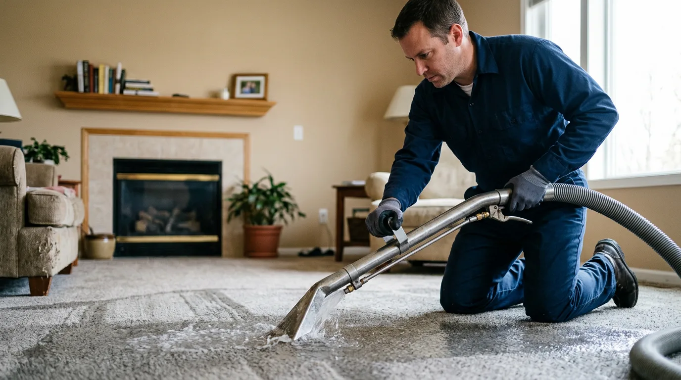 Water damage restoration technician working near Chatham, NJ